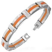 Armband i rostfritt st�l och svart agat 20cm.
