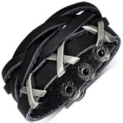 Svart l�der armband.