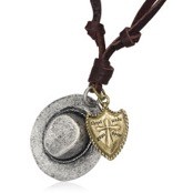 L�derHalsband med oxiderade alu cowboyhatt.