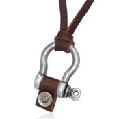 Halsband i l�der med l�sbeslag oldmetalic (2.5x3cm)
