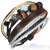 Mode armband i l�der och bomull.