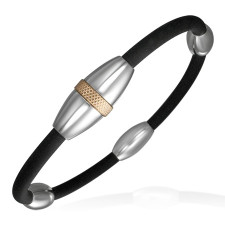 Armband av svart gummi och st�l316L