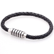 "Nicon" Armband i svart l�der-boloflet.
