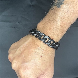 XL Matt svart square armband i rostfritt stål / 1,6 cm