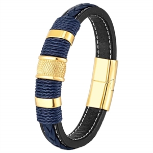 Gold/blue Crawe-armband för män.