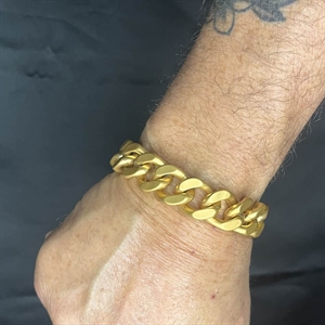 XL Matt gyllene square armband i rostfritt stål / 1,6 cm