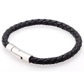 L�der Armband i boloflet "Svart 6mm"
