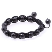Hand bunden p�rla armband i svart sten p�rlor.