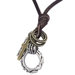 L�der Halsband med fet h�ngen "Skalle"