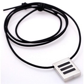 "Block" Halsband i l�der/rostfritt st�l316L