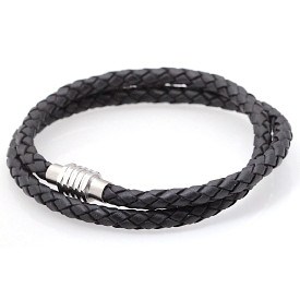 Boleflet L�derarmband med magnetl�s i rostfritt st�l.