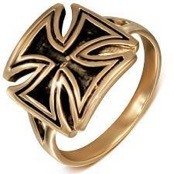 Brons-ring med maltesiska-cross design.
