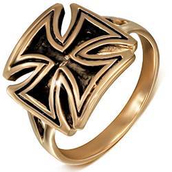 Brons-ring med maltesiska-cross design.