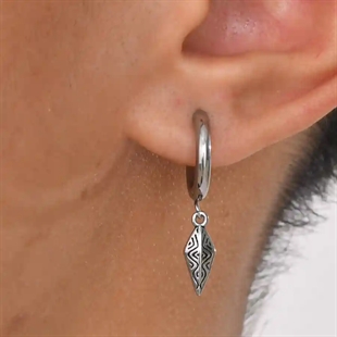 Herrhoop-örhänge i rostfritt stål med nordiskt hängsmycke