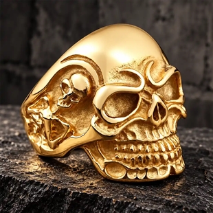 Teschio Oro – Förgylld skullring för män