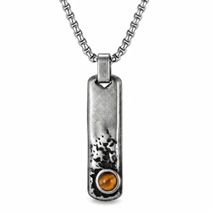 Helios halsband i oxiderat stål med tigereye