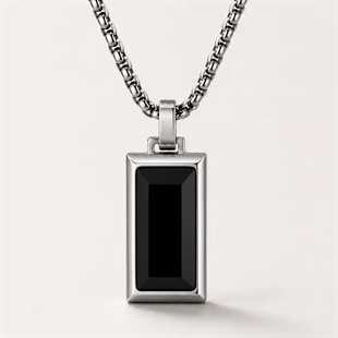 Atlas – herrhalsband med svart sten