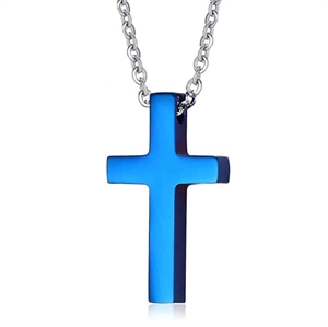 Blått kors halsband med kedja