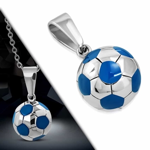 Halsband "Blue Football" Rostfritt stål. 