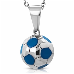 Halsband "Blue Football" Rostfritt stål Big 1,5cm