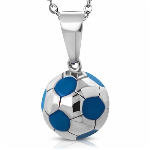 Halsband "Blue Football" Rostfritt stål. 