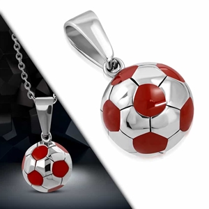 Halsband "Red Football" Rostfritt stål. 