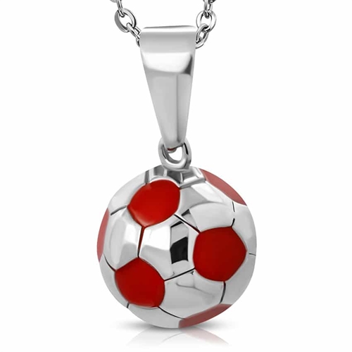 Halsband "Red Football" Rostfritt stål. 