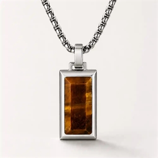 Atlas Tiger Eye – herrhalsband i rostfritt stål