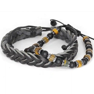 Armbandset – Läderarmband & Pärlarmband i maskulin design