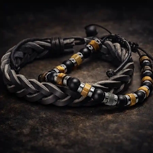 Armbandset – Läderarmband & Pärlarmband i maskulin design