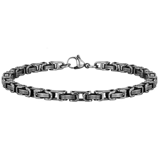 Herrarmband i oxiderat rostfritt stål med antik silverfinish från marjoe.se