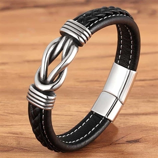 Svart läderarmband för män