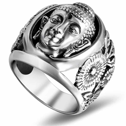 Buddha mens ring i rostfritt stål