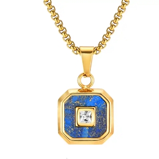 Halsband blå/guld med stenar
