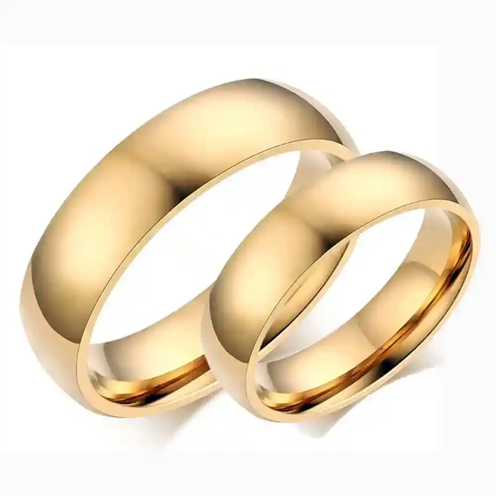 Blank guldpläterad ring i rostfritt stål.