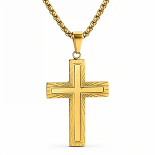 Croce Nera Milano – guldfärgat herrhalsband med kors