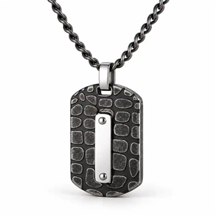 Torino – Herrhalsband med strukturerad dogtag