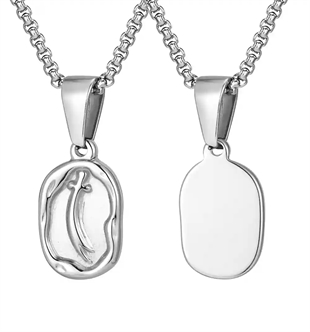 Oval herrsmycke i rostfritt stål – 2.05x1.22 cm hänge