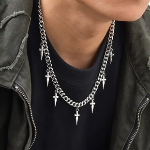 Dagger Chain Halsband i Rostfritt Stål – 6 mm / 50 cm