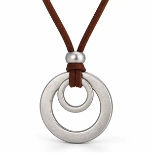 Cerchio – Herrhalsband med brun lädersnodd