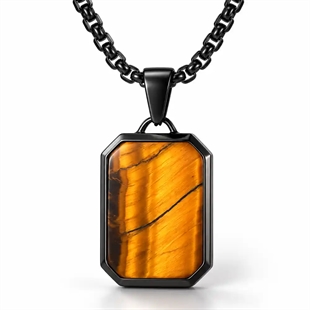 Svart GEO Tiger tag halsband i rostfritt stål.