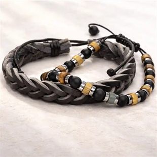 Armbandset – Läderarmband & Pärlarmband i maskulin design