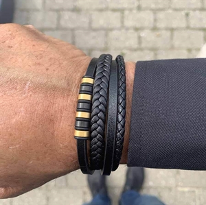 Nytt Milan guldpläterat - läderarmband