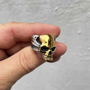 Skull Ring med guldpläterade skallen 