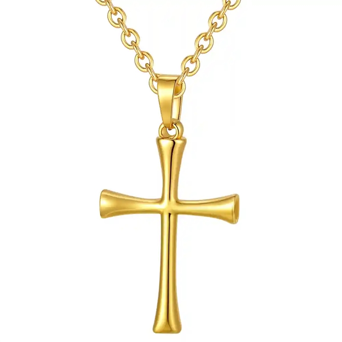Golden Faith kors halsband rostfritt stål
