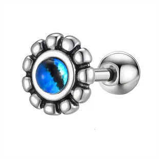 Örhänge för män i rostfritt stål med blå mittsten – Blue Nova Stud (säljs per styck).