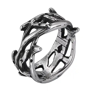 Herrring för män i oxiderat rostfritt stål