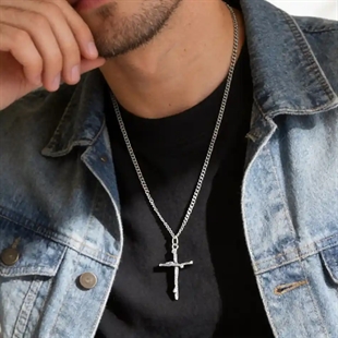 Norden Kors Halsband för Män i Rostfritt Stål