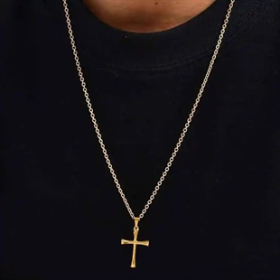 Golden Faith kors halsband rostfritt stål