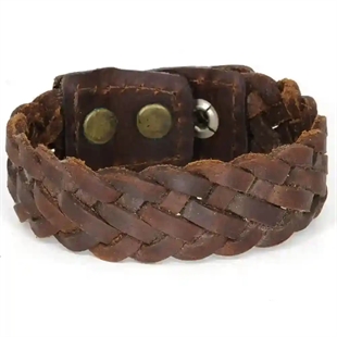 Flätat läderarmband för män i brunt äkta läder – Rustic Braid